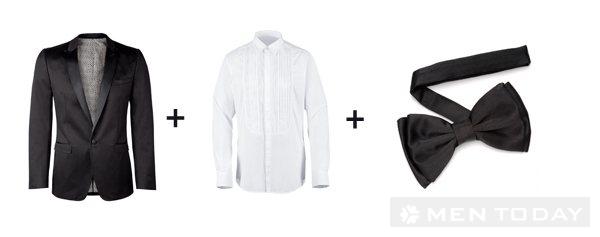Áo blazer, áo sơ mi, Cà vạt đen hoặc nơ đen