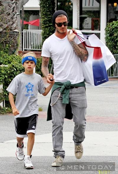 David Beckham goes shopping at Fred Segal with his 8-year-old son Romeo on Thursday (June 23) in Santa Monica, Calif.