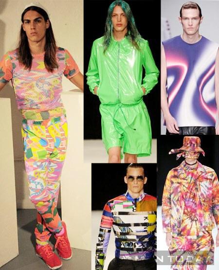 Which way to the party? With countless options, from lime green PVC to prints your friends will need sunglasses to view you in, may the rave commence. Clockwise from top left: Kit Neale; Christopher Shannon; Kay Kwok; Craig Green; James Long.